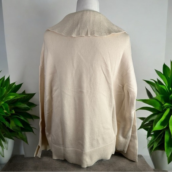 Banana Republic Johnny Collar Transition Cream Ivory Sweater Soft XL NWT NEW - Picture 3 of 6